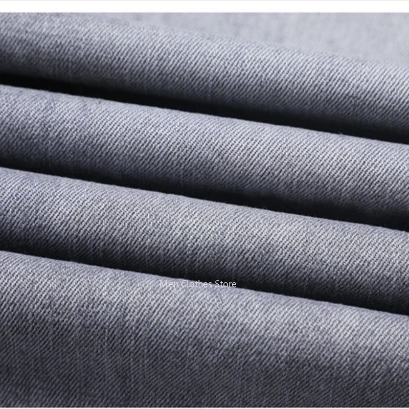 2024 Brand Thin or Thick Material Men's Elastic Cotton Jeans Fashion Gray Comfortable Denim Business Casual High Waist Pants - Maison zamor