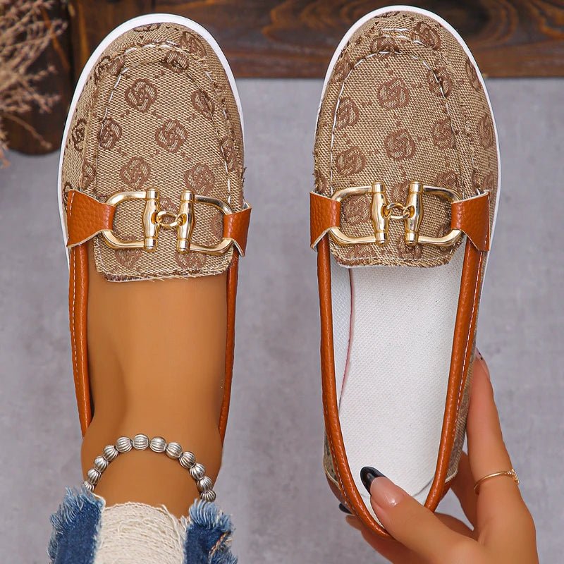 2024 New Autumn Women Trend Retro Designer Flat Shoes Women Fashionable Round Toe Metal Decoration Casual Shoes Zapatos De Mujer - Maison zamor