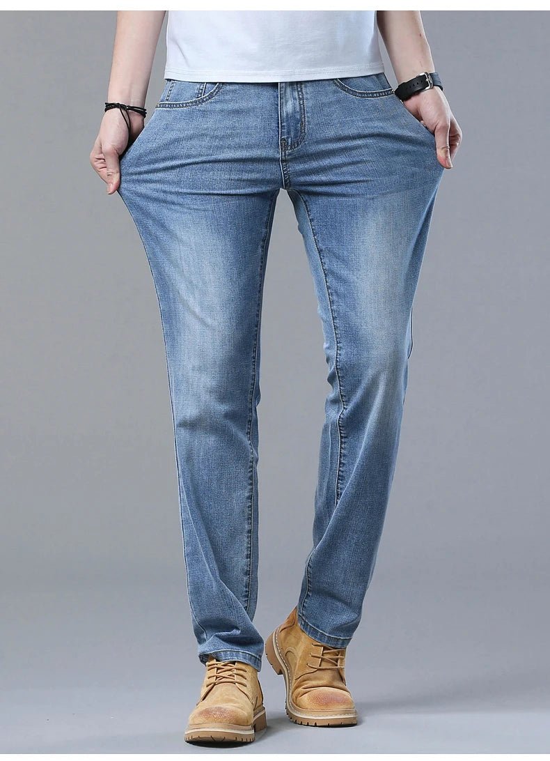 2024 Thin or Thick Material Slim Fit Men's Luxury Classic Style Men Jeans Business Stretch Denim Male Trousers Clothing - Maison zamor