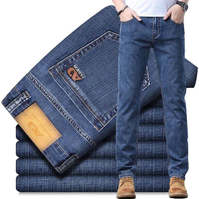 2024 Thin or Thick Material Slim Fit Men's Luxury Classic Style Men Jeans Business Stretch Denim Male Trousers Clothing - Maison zamor