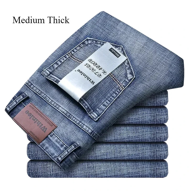 2024 Thin or Thick Material Slim Fit Men's Luxury Classic Style Men Jeans Business Stretch Denim Male Trousers Clothing - Maison zamor