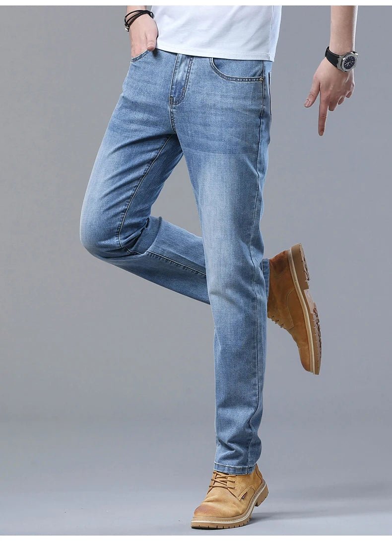 2024 Thin or Thick Material Slim Fit Men's Luxury Classic Style Men Jeans Business Stretch Denim Male Trousers Clothing - Maison zamor