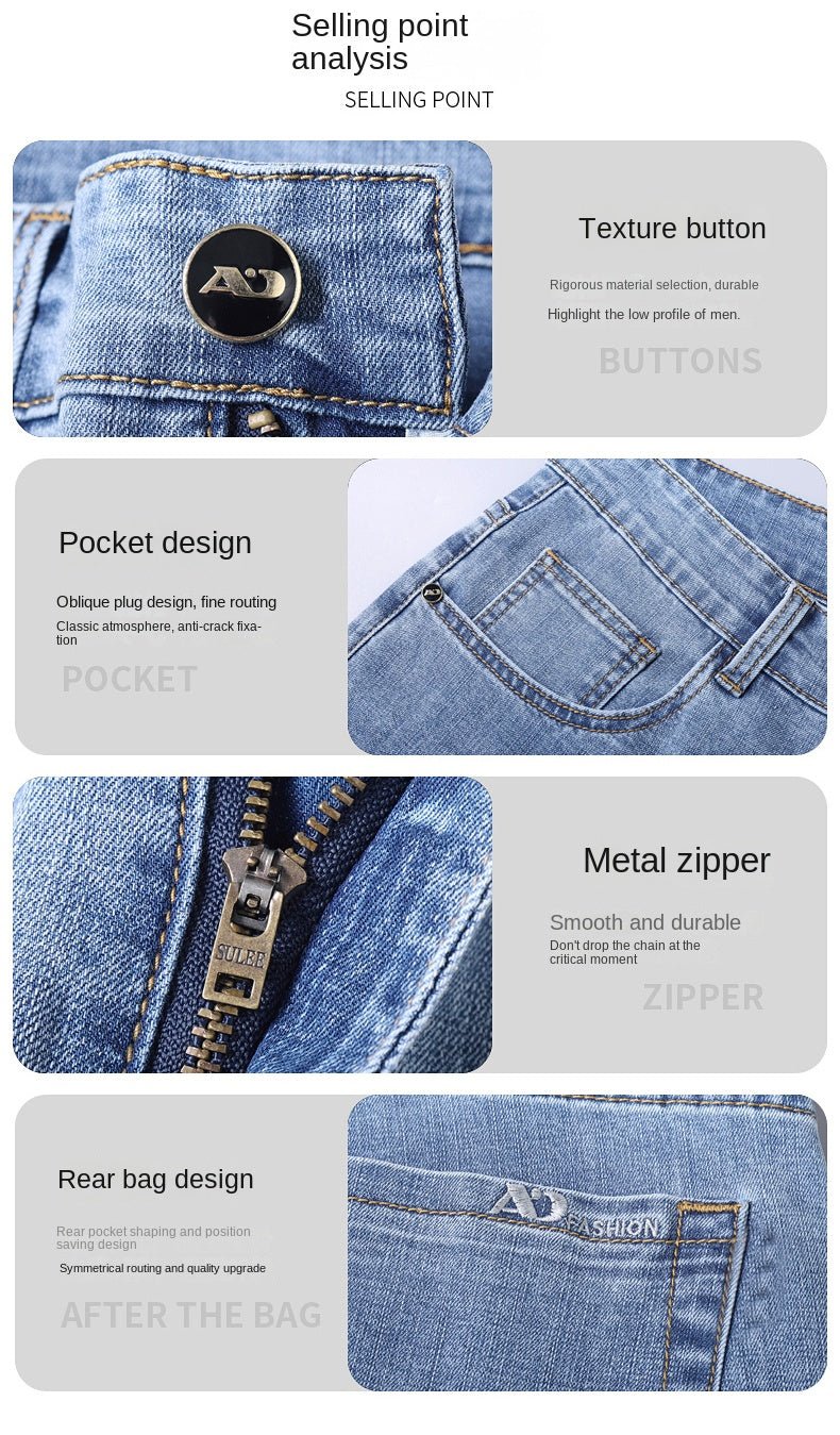 2024 Thin or Thick Material Slim Fit Men's Luxury Classic Style Men Jeans Business Stretch Denim Male Trousers Clothing - Maison zamor