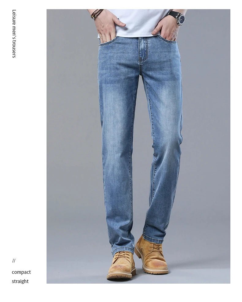 2024 Thin or Thick Material Slim Fit Men's Luxury Classic Style Men Jeans Business Stretch Denim Male Trousers Clothing - Maison zamor