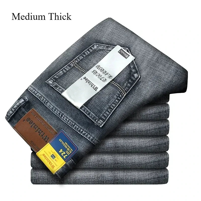 2024 Thin or Thick Material Slim Fit Men's Luxury Classic Style Men Jeans Business Stretch Denim Male Trousers Clothing - Maison zamor