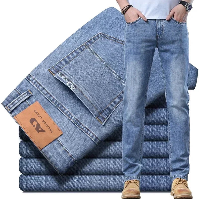 2024 Thin or Thick Material Slim Fit Men's Luxury Classic Style Men Jeans Business Stretch Denim Male Trousers Clothing - Maison zamor