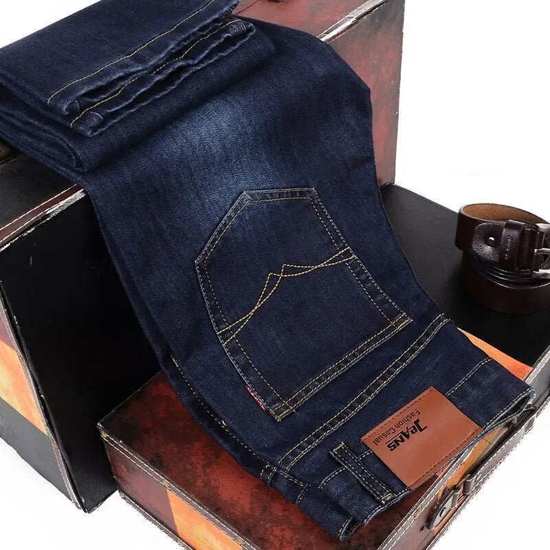 2025 Men NEW Men's Fashion Business Jeans Classic Style Casual Stretch Slim Jean Pants Male Brand Denim Trousers Black Blue Mens - Maison zamor