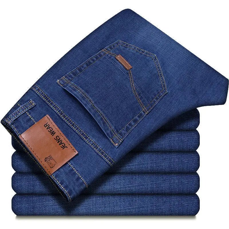 2025 Men NEW Men's Fashion Business Jeans Classic Style Casual Stretch Slim Jean Pants Male Brand Denim Trousers Black Blue Mens - Maison zamor