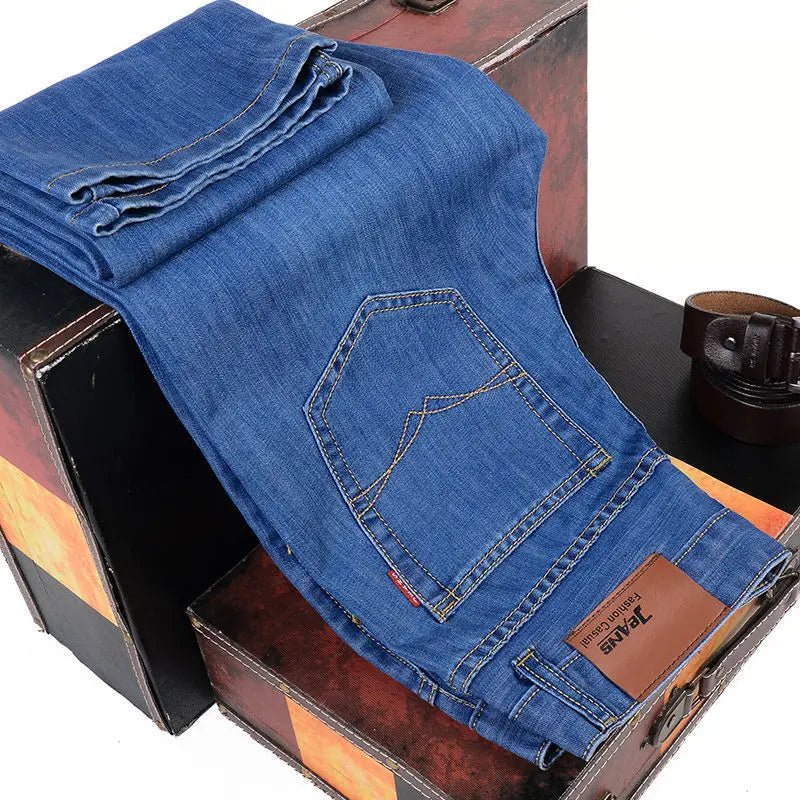 2025 Men NEW Men's Fashion Business Jeans Classic Style Casual Stretch Slim Jean Pants Male Brand Denim Trousers Black Blue Mens - Maison zamor