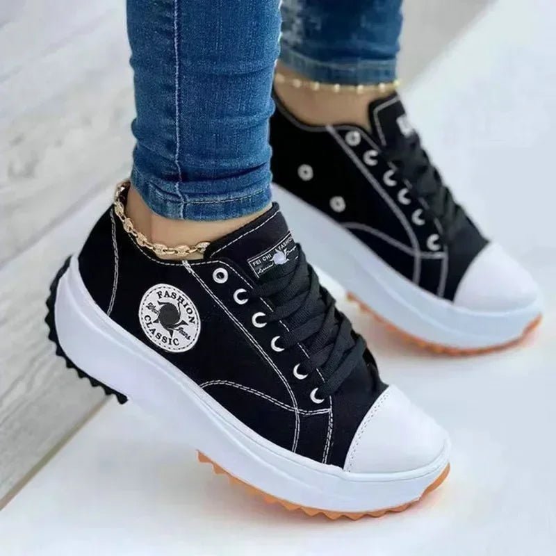 2025 New Women Pattern Canvas Sneakers Women Casual Shoes Women Sneakers Shoes Flat Lace - Up Zapatillas Mujer Chaussure Femme - Maison zamor