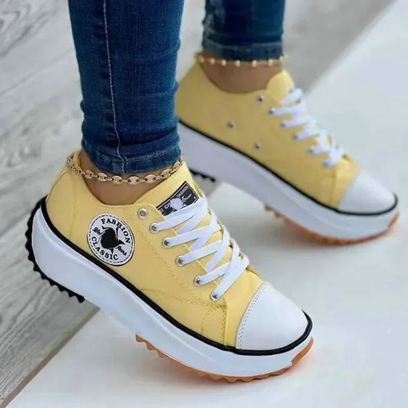 2025 New Women Pattern Canvas Sneakers Women Casual Shoes Women Sneakers Shoes Flat Lace - Up Zapatillas Mujer Chaussure Femme - Maison zamor