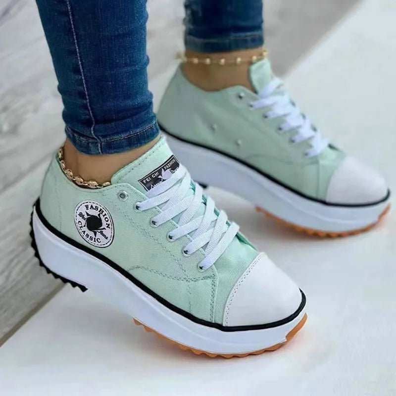 2025 New Women Pattern Canvas Sneakers Women Casual Shoes Women Sneakers Shoes Flat Lace - Up Zapatillas Mujer Chaussure Femme - Maison zamor