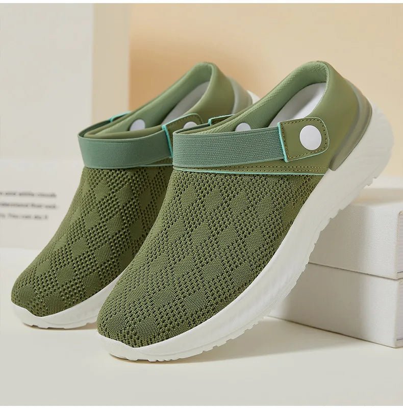 2025 summer new women's shoes fashion casual breathable mesh slippers shoes a slip - on half support shoes women's shoes - Maison zamor