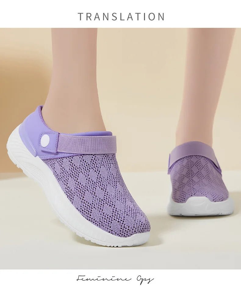 2025 summer new women's shoes fashion casual breathable mesh slippers shoes a slip - on half support shoes women's shoes - Maison zamor