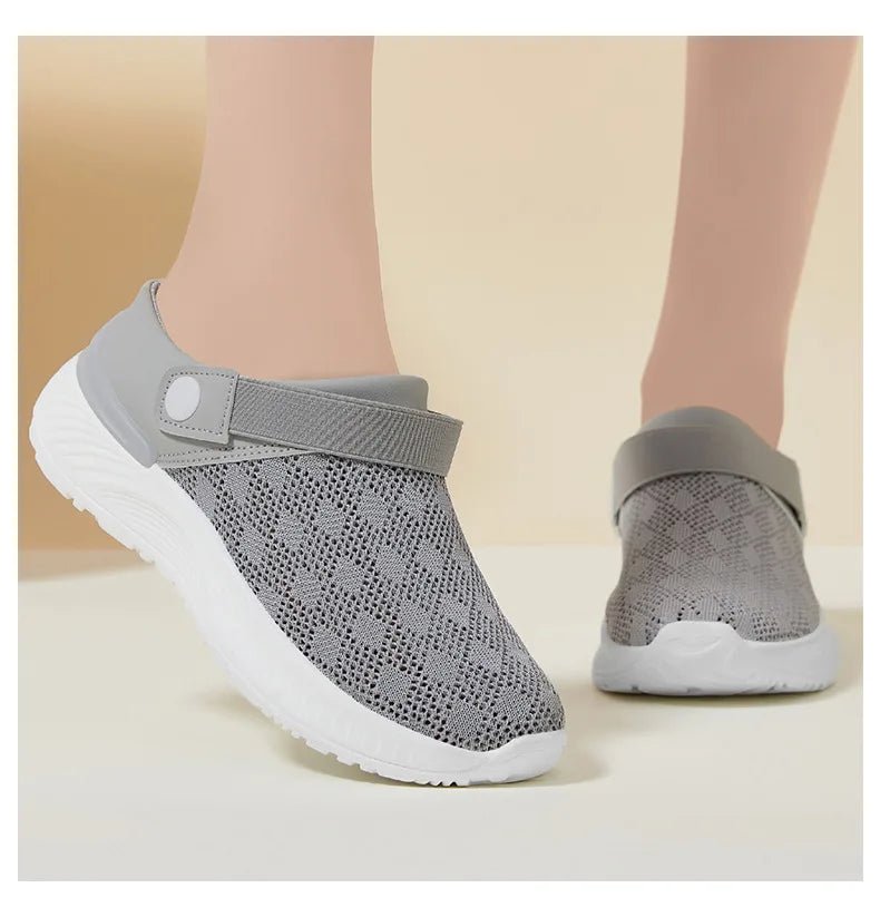 2025 summer new women's shoes fashion casual breathable mesh slippers shoes a slip - on half support shoes women's shoes - Maison zamor