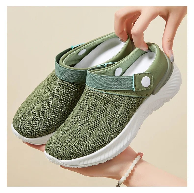 2025 summer new women's shoes fashion casual breathable mesh slippers shoes a slip - on half support shoes women's shoes - Maison zamor