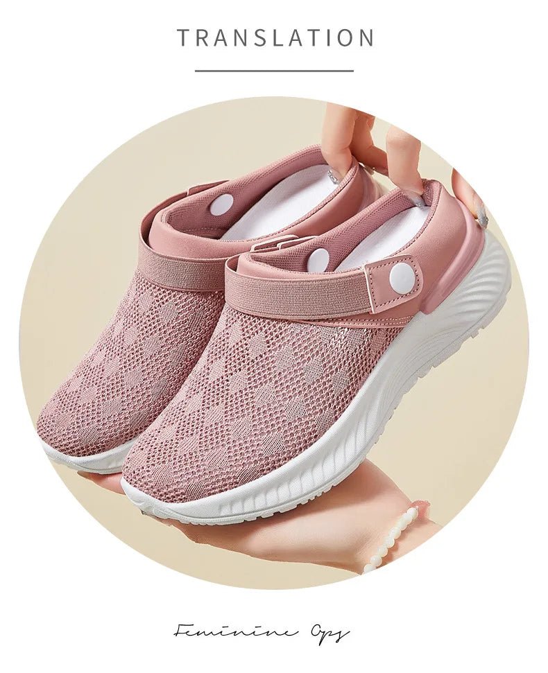 2025 summer new women's shoes fashion casual breathable mesh slippers shoes a slip - on half support shoes women's shoes - Maison zamor