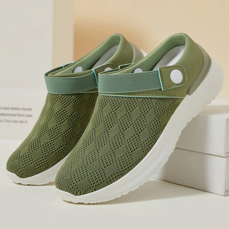2025 summer new women's shoes fashion casual breathable mesh slippers shoes a slip - on half support shoes women's shoes - Maison zamor