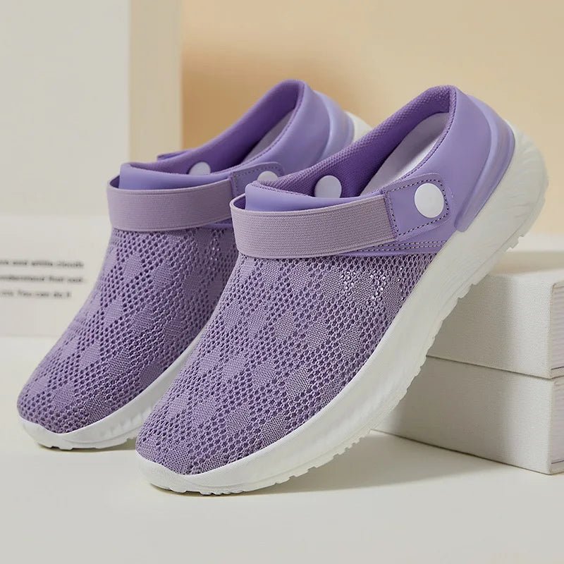 2025 summer new women's shoes fashion casual breathable mesh slippers shoes a slip - on half support shoes women's shoes - Maison zamor