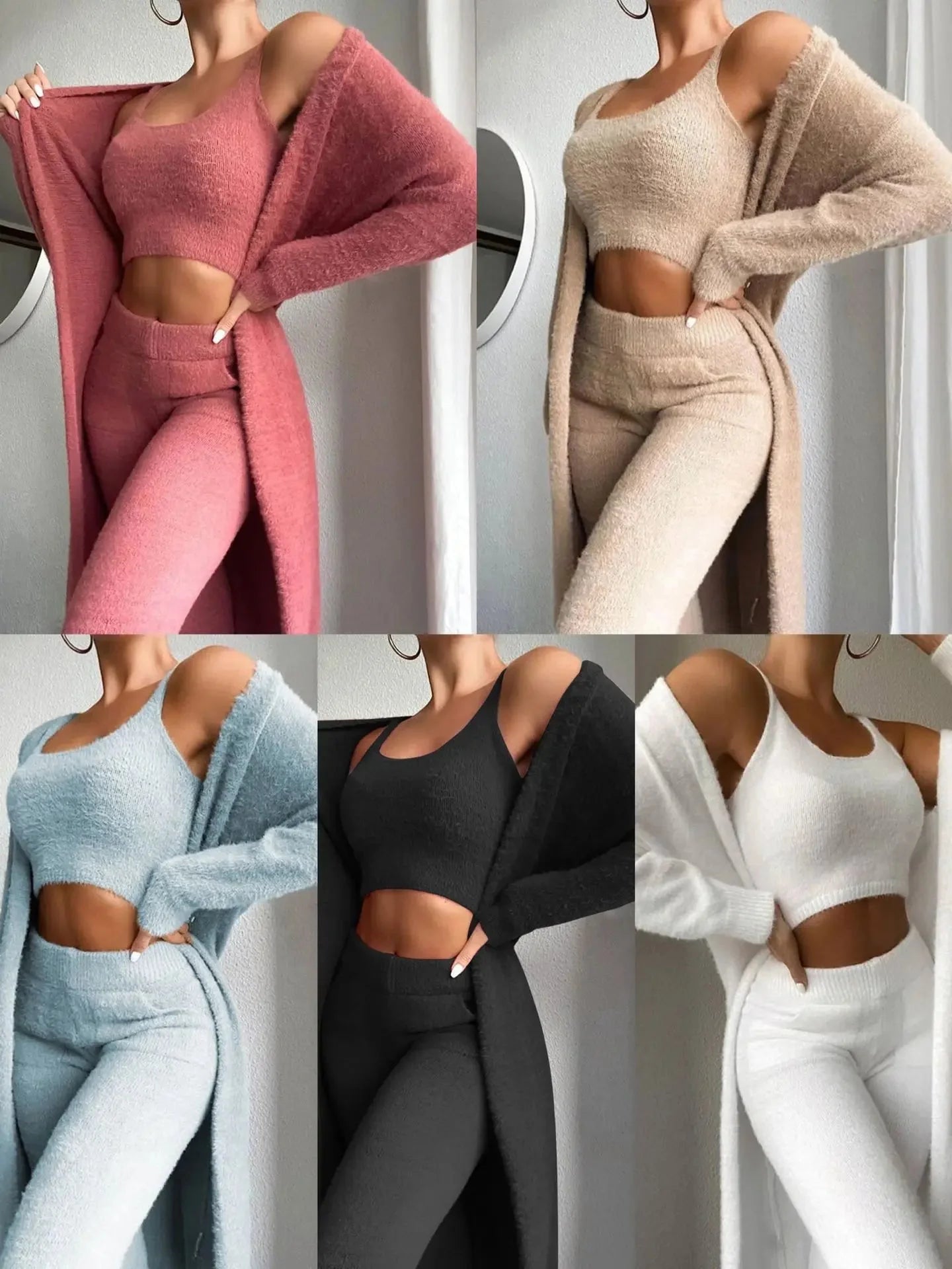 3 - Piece Fuzzy Fleece Loungewear Set - Maison zamor
