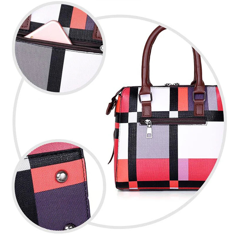 New Fashion Luxury Handbags New 4 PCS Set Women Plaid Colors Handbag Female Shoulder Bag Travel Shopping Ladies Crossbody Bag