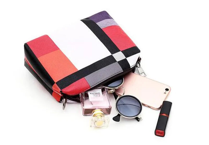 New Fashion Luxury Handbags New 4 PCS Set Women Plaid Colors Handbag Female Shoulder Bag Travel Shopping Ladies Crossbody Bag