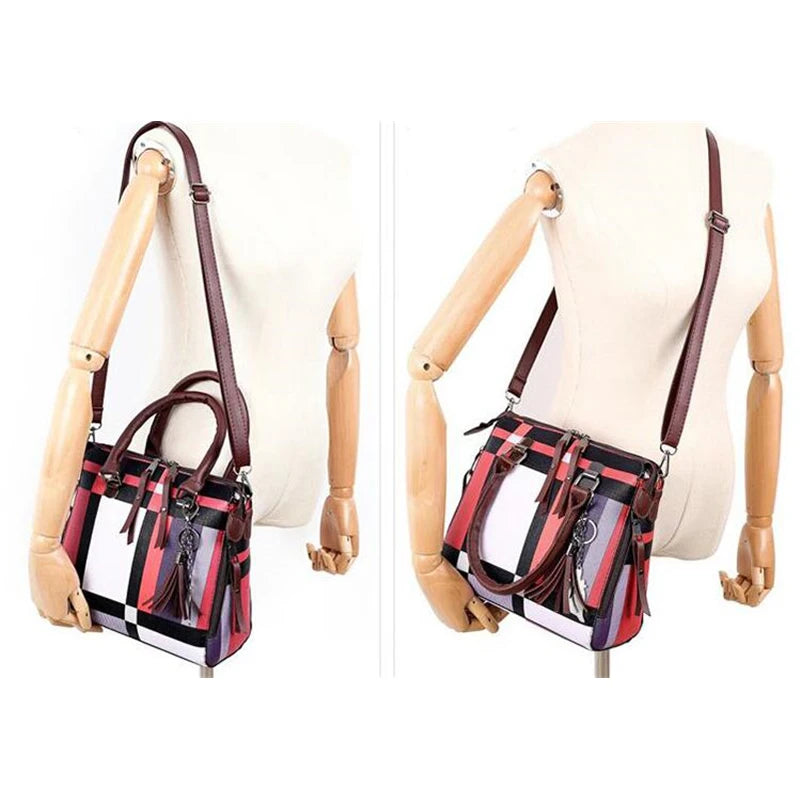 New Fashion Luxury Handbags New 4 PCS Set Women Plaid Colors Handbag Female Shoulder Bag Travel Shopping Ladies Crossbody Bag