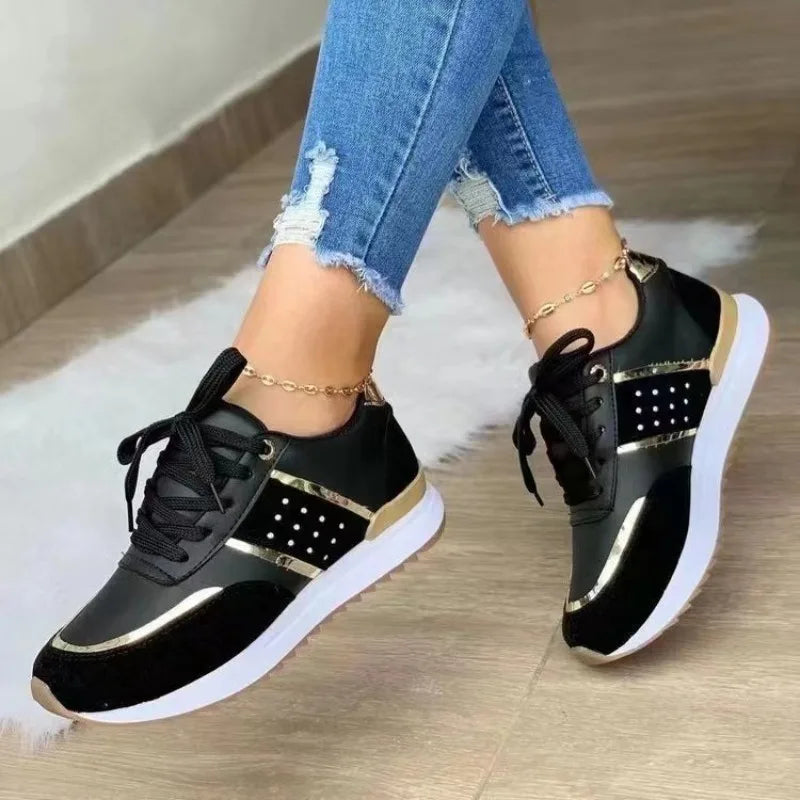 2025 New Platform Sneakers Women Wide Width 37-40 Non-Slip Casual Sports Shoes Chunky Sole for Walking