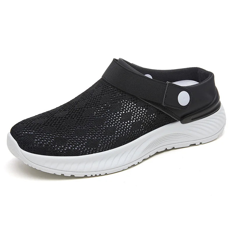 2025 summer new women's shoes fashion casual breathable mesh slippers shoes a slip-on half support shoes women's shoes