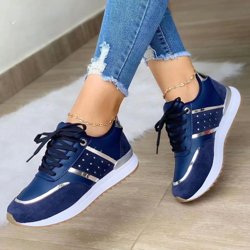 2025 New Platform Sneakers Women Wide Width 37-40 Non-Slip Casual Sports Shoes Chunky Sole for Walking