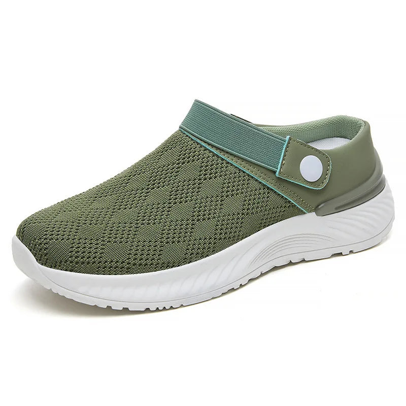 2025 summer new women's shoes fashion casual breathable mesh slippers shoes a slip-on half support shoes women's shoes