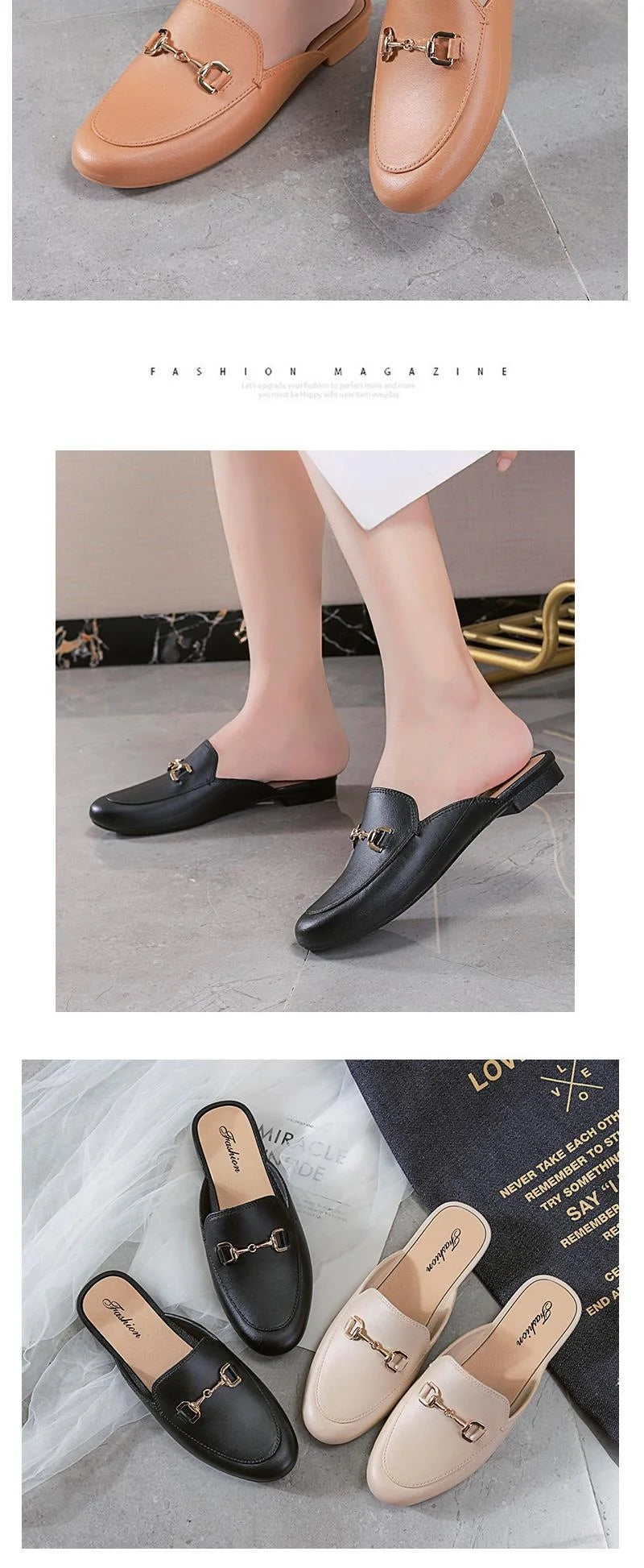 Faionable f-Pa Head Women's Slippers Korean Sle Flat Bot Casual Mules Summer 2025 PVC Outsole Polyester Upper