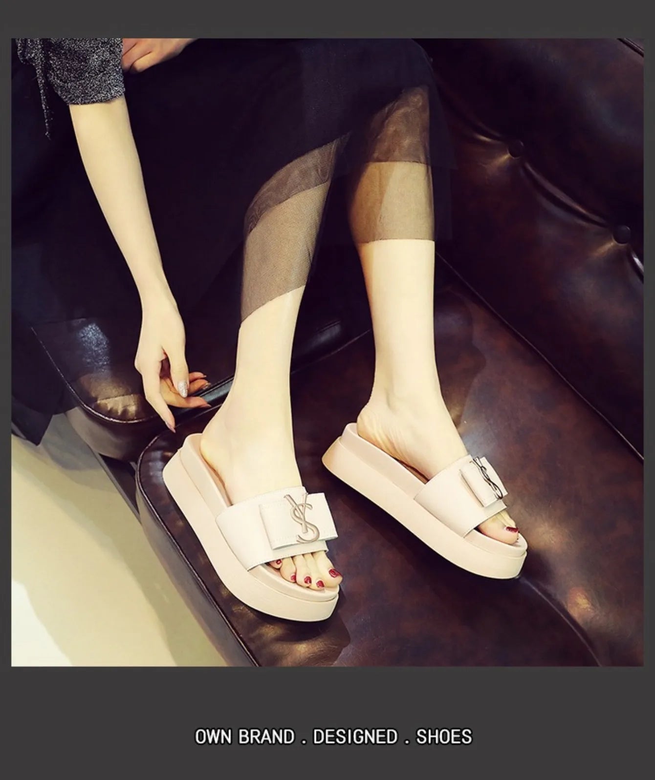 Slippers Luxury Shoes Women Platform Design Slides Fashion Letters Ladies Shoes Casual Slipper Outside Non-slip Slippers Sandals