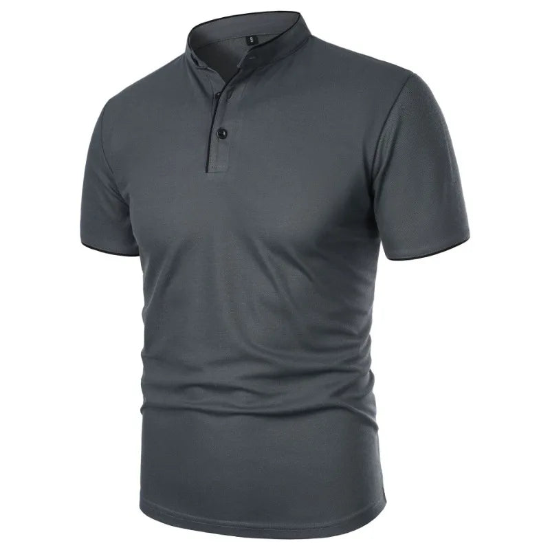 New Men's Short Sleeve T Shirts Summer Solid Color Polo Shirt Breathable Loose Basic Shirts for Men Breathable Lightweight Tops
