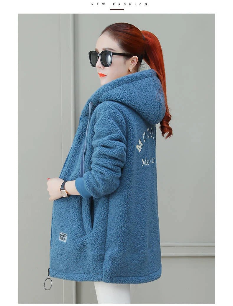 Autumn Winter New Women's Thickened Fleece - lined Medium - length Jacket Style Korean Version Loose - fit Cardigan Top Coats - Maison zamor