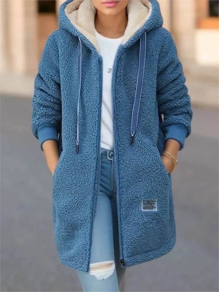Autumn Winter New Women's Thickened Fleece - lined Medium - length Jacket Style Korean Version Loose - fit Cardigan Top Coats - Maison zamor