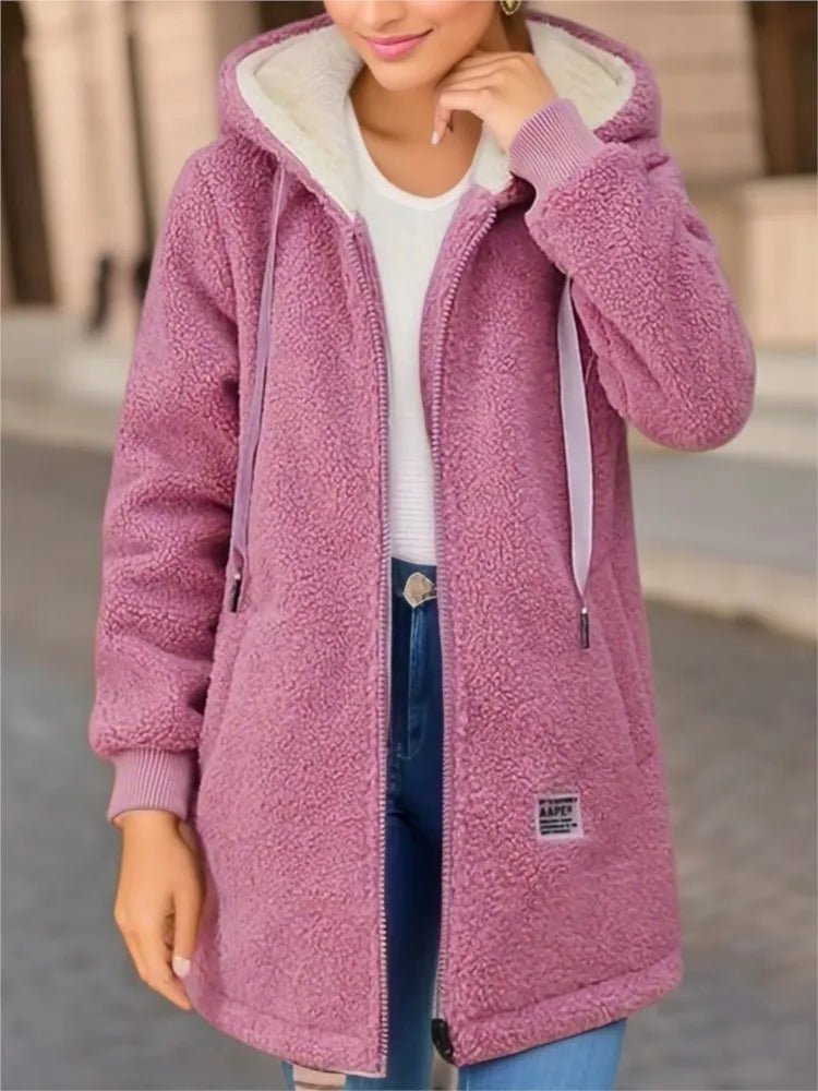 Autumn Winter New Women's Thickened Fleece - lined Medium - length Jacket Style Korean Version Loose - fit Cardigan Top Coats - Maison zamor