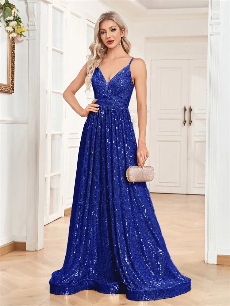 Elegant Sexy Backless Sequins Evening Dress Long 2025 Mermaid Formal Gown Women Wedding Party Dresses Caicktail Graduation Prom - Maison zamor
