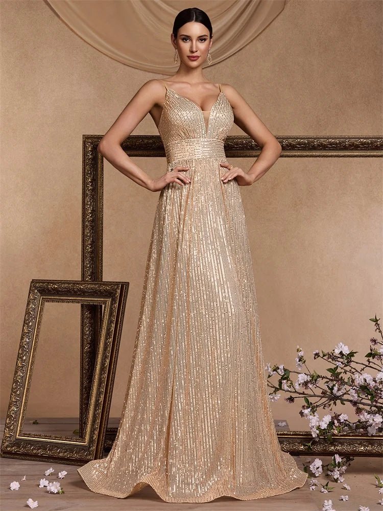 Elegant Sexy Backless Sequins Evening Dress Long 2025 Mermaid Formal Gown Women Wedding Party Dresses Caicktail Graduation Prom - Maison zamor