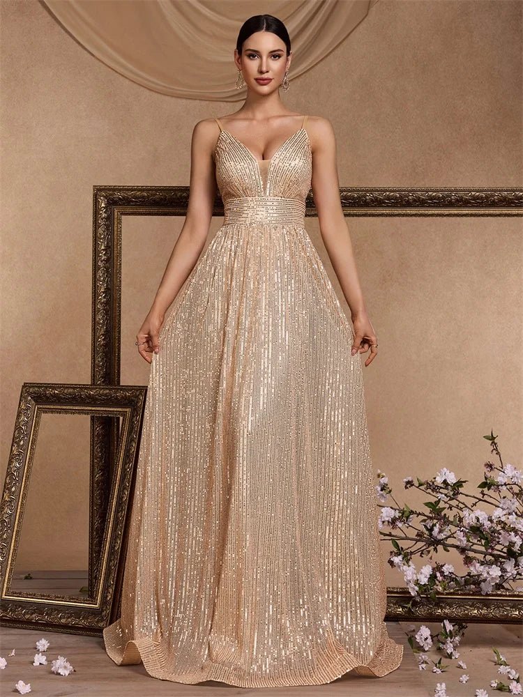 Elegant Sexy Backless Sequins Evening Dress Long 2025 Mermaid Formal Gown Women Wedding Party Dresses Caicktail Graduation Prom - Maison zamor