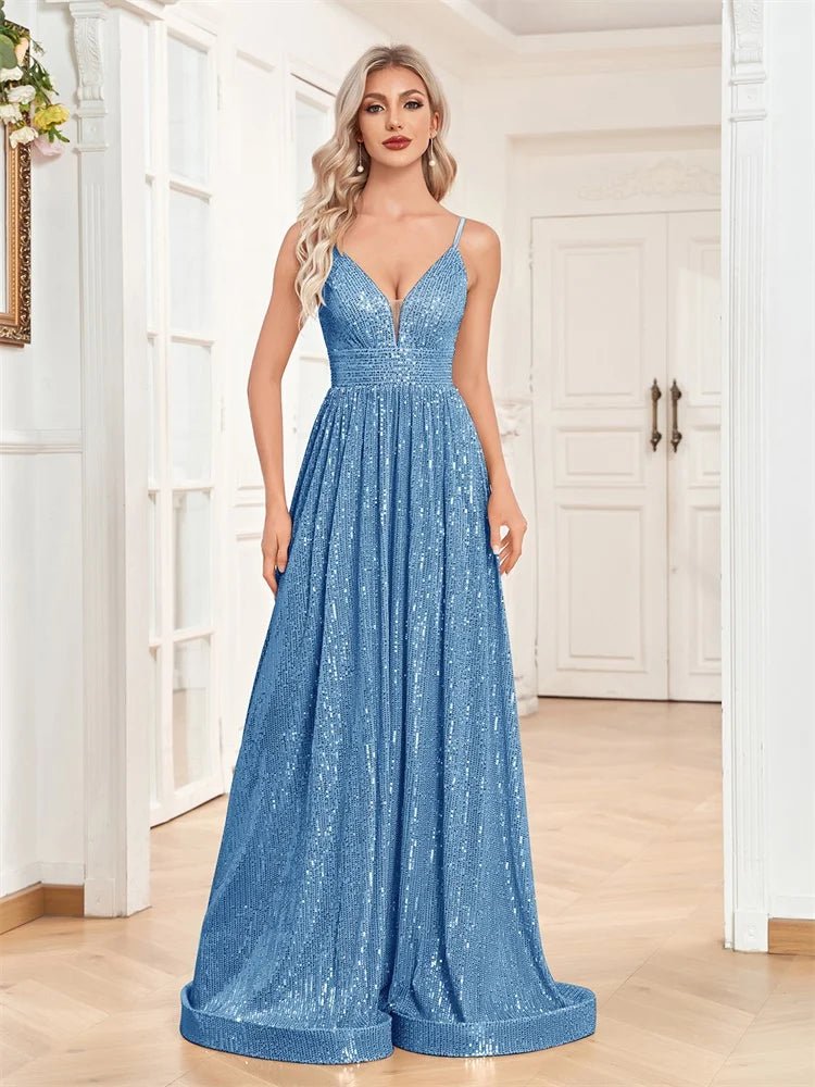 Elegant Sexy Backless Sequins Evening Dress Long 2025 Mermaid Formal Gown Women Wedding Party Dresses Caicktail Graduation Prom - Maison zamor