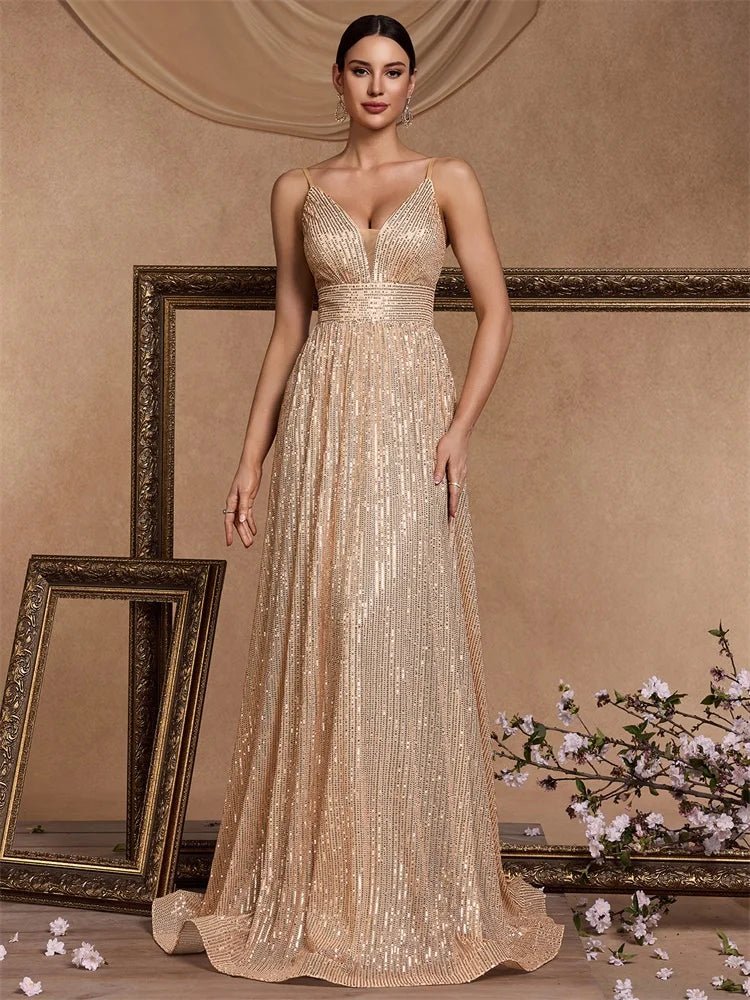 Elegant Sexy Backless Sequins Evening Dress Long 2025 Mermaid Formal Gown Women Wedding Party Dresses Caicktail Graduation Prom - Maison zamor