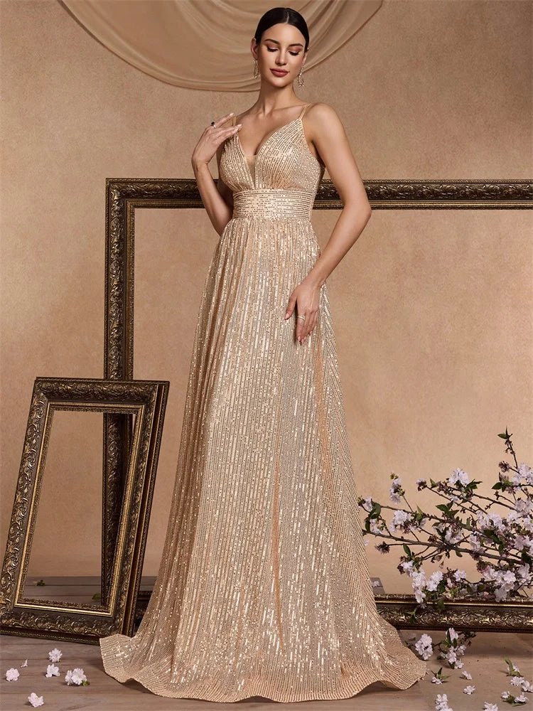 Elegant Sexy Backless Sequins Evening Dress Long 2025 Mermaid Formal Gown Women Wedding Party Dresses Caicktail Graduation Prom - Maison zamor