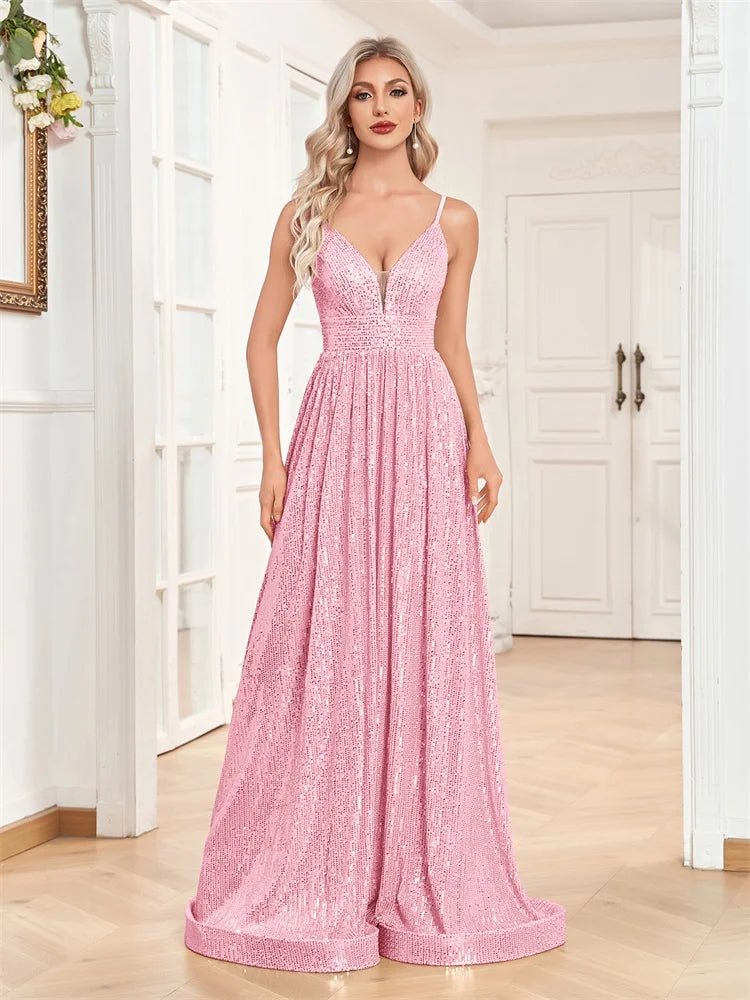 Elegant Sexy Backless Sequins Evening Dress Long 2025 Mermaid Formal Gown Women Wedding Party Dresses Caicktail Graduation Prom - Maison zamor