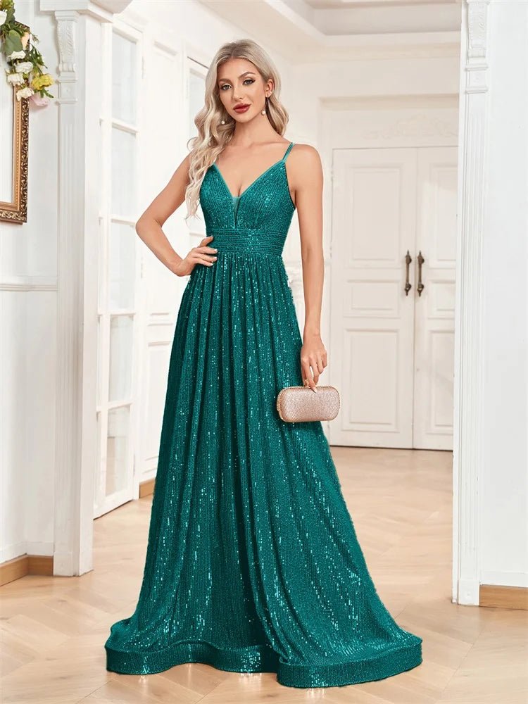 Elegant Sexy Backless Sequins Evening Dress Long 2025 Mermaid Formal Gown Women Wedding Party Dresses Caicktail Graduation Prom - Maison zamor
