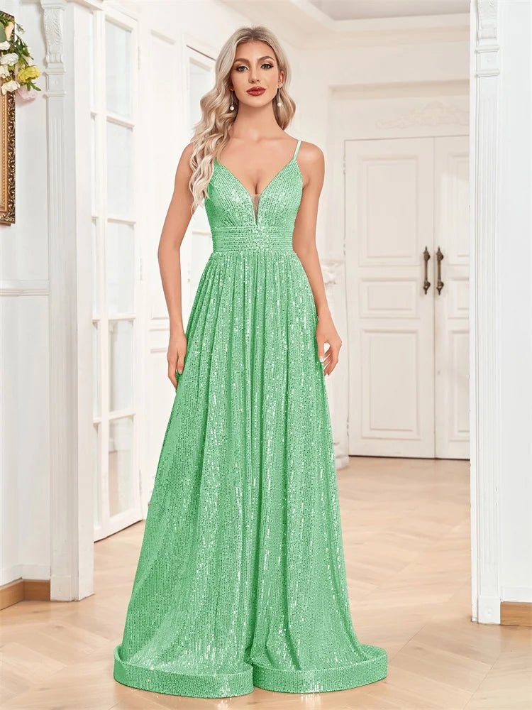 Elegant Sexy Backless Sequins Evening Dress Long 2025 Mermaid Formal Gown Women Wedding Party Dresses Caicktail Graduation Prom - Maison zamor