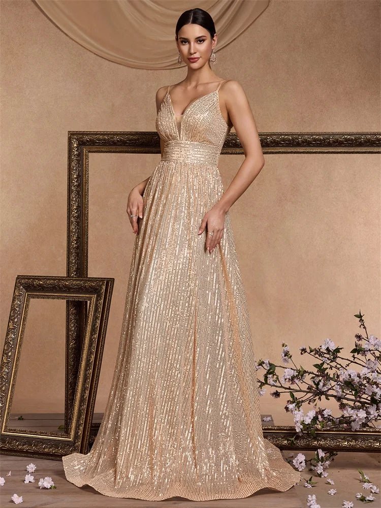 Elegant Sexy Backless Sequins Evening Dress Long 2025 Mermaid Formal Gown Women Wedding Party Dresses Caicktail Graduation Prom - Maison zamor