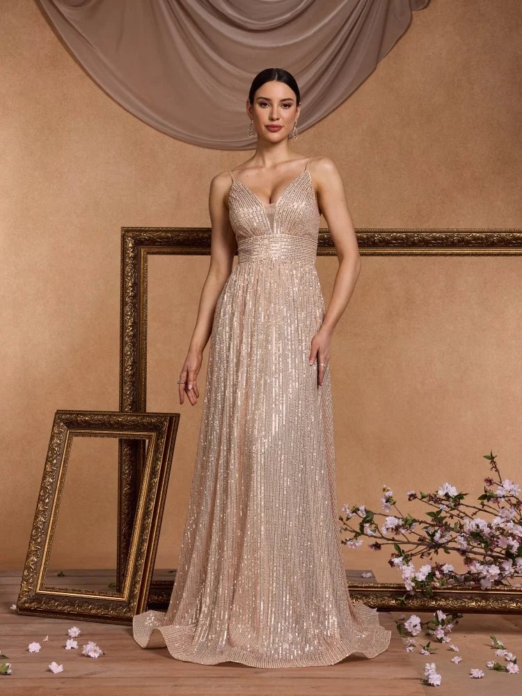 Elegant Sexy Backless Sequins Evening Dress Long 2025 Mermaid Formal Gown Women Wedding Party Dresses Caicktail Graduation Prom - Maison zamor