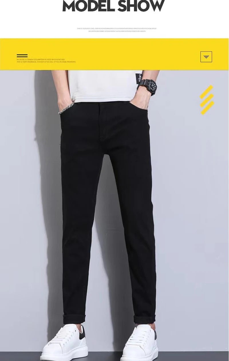 Fashion Mens Slim Fit Denim Pencil Pants High Quality Black White Skinny Stretch Jeans Mens High Street Jeans Four Season - Maison zamor