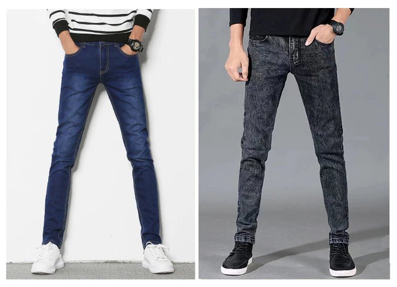 Fashion Mens Slim Fit Denim Pencil Pants High Quality Black White Skinny Stretch Jeans Mens High Street Jeans Four Season - Maison zamor